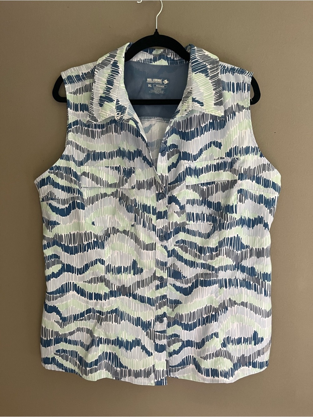 Reel Legends Performance Mariner Top Outdoor Sleeveless Button-Front Fishing